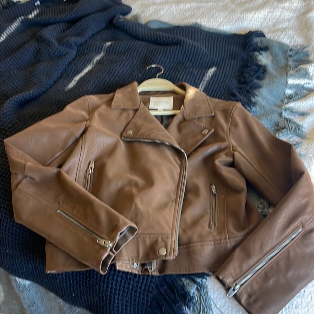 Brown Faux Leather Women's Jacket